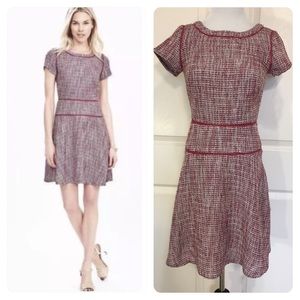 Banana Republic Tweed Fit & Flare Dress Dusty pink